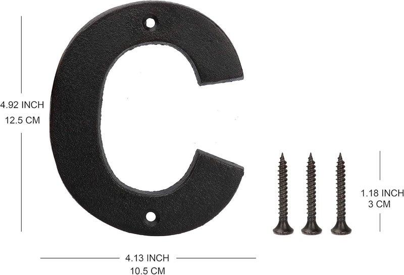 Pristine House Letters for Outside - 5 Inch Black House Letter C - Image 2